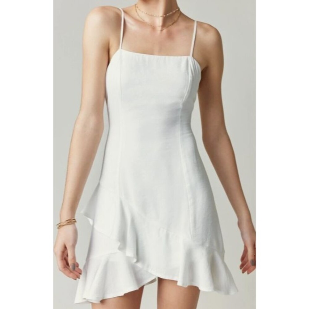 Francesca's Blue Rain White Ruffle Mini Dress Women’s Small Cottagecore Fairy